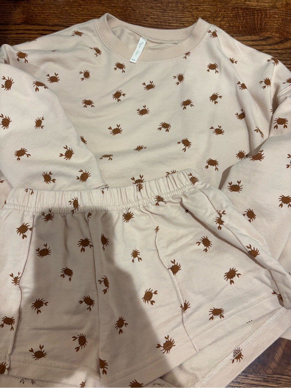 Beige Crab Terry Short Set - Picture 5 of 5